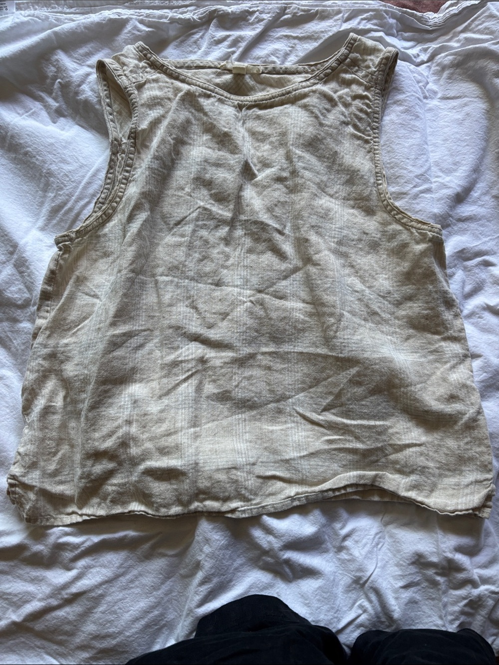 Eileen Fisher Natural Cream Linen-Blend Sleeveless Tank
